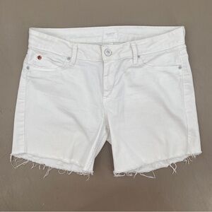 Hudson Viceroy Knee Shorts White Denim Raw Hem Mid-Rise Women’s Size 31